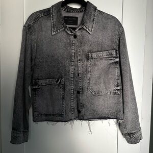 All Saints Women's Gray Distressed Denim Jacket